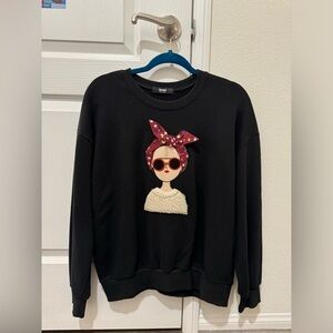 Korean Black Sweatshirt, one size